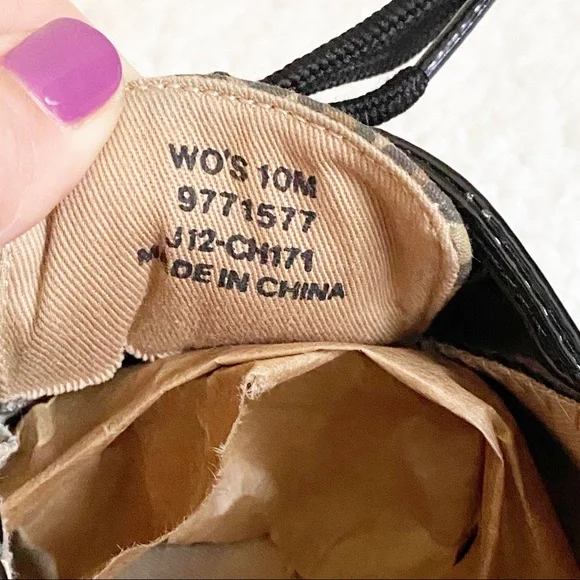 Sperry Leopard Biscayne Patent Leather Top Sider Boat Shoe Tan Black 10 - Picture 9 of 13